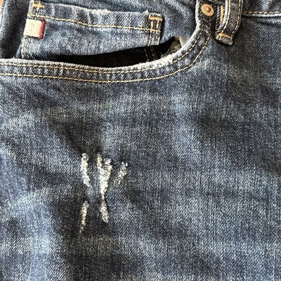 Dear John Straight Leg Distressed High Rise Jean Size 31 Knee Cut Out And Tears - Picture 10 of 16